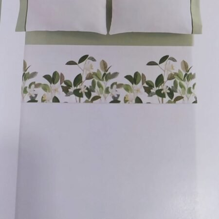 Juego de sábana flores verdes poliester/algódon