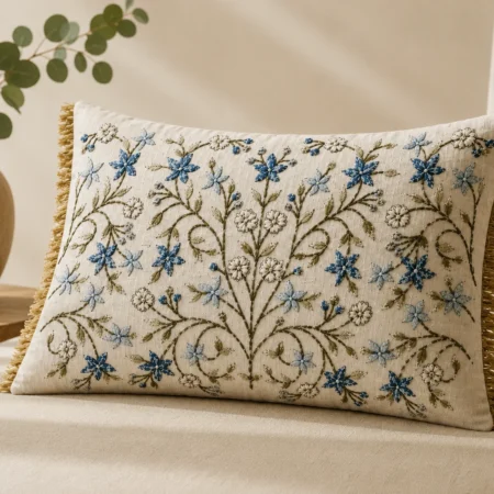 Cojín Brisa Azul Bordado