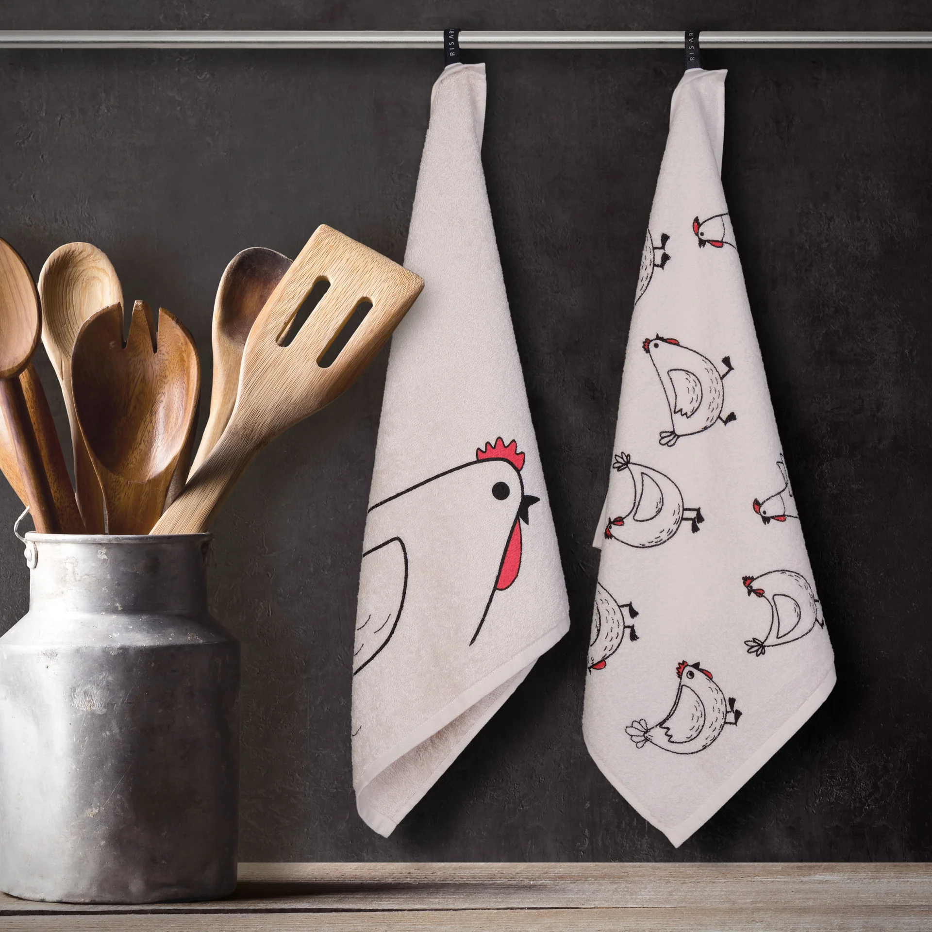 Pack 2 paños de Cocina - Gallinas y Gallos