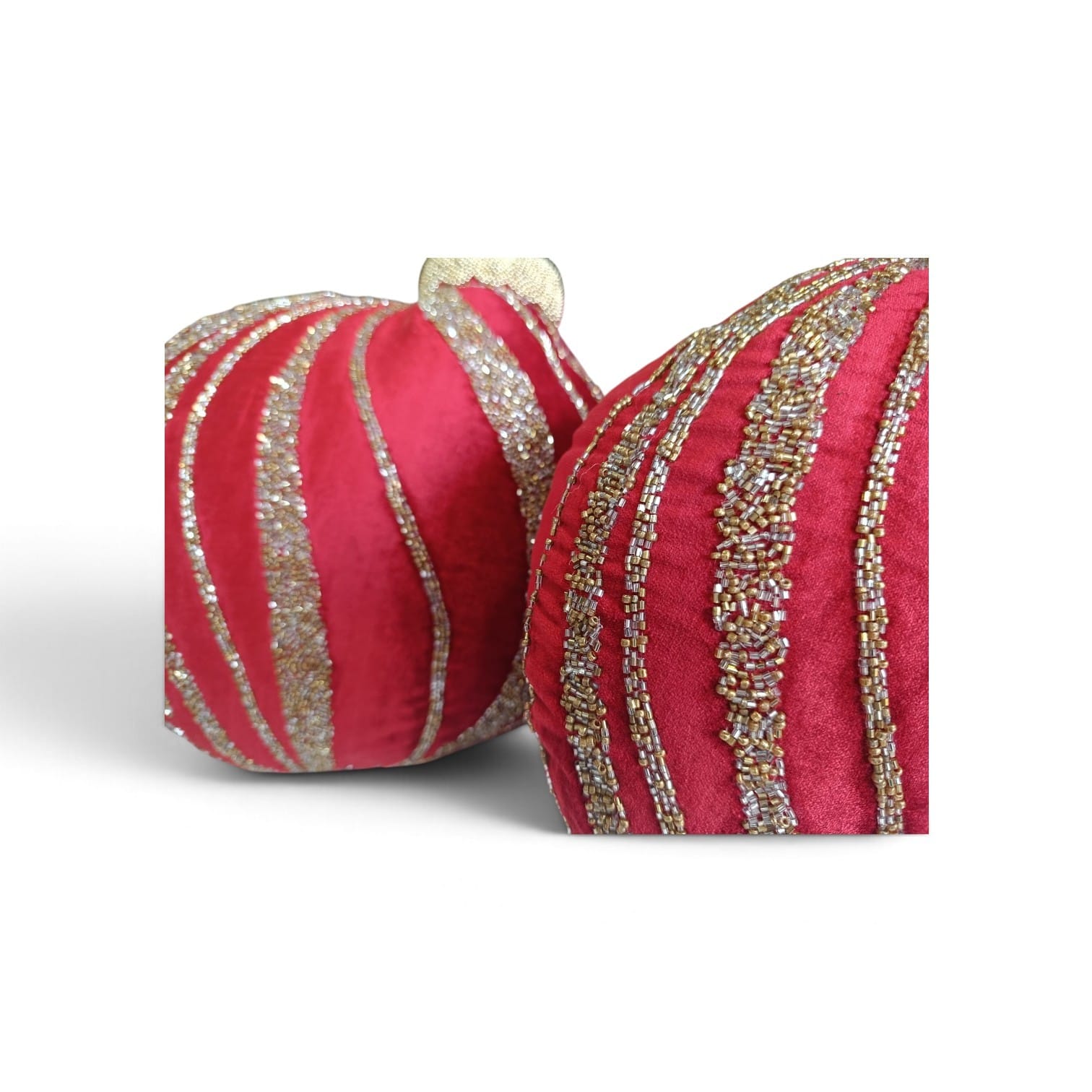 Cojín Decorativo Navideño Esfera de Navidad Rojo y Dorado - Imagen 5