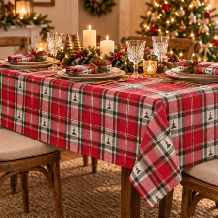 Mantel Navideño Bosque de Navidad – 100% Algodón Grueso 140x180 cm